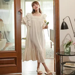 Roupa de dormir feminina elegante vestido de dormir de verão retrô estilo tribunal branco puro meia manga babado vestido de dormir doce menina pijama