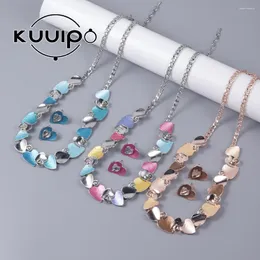 Chains Kuuipo Cardioid Type Enamel Necklace Fashion Long Sweater Chain Metal Jewelry Pendants For Girl Friend Gift
