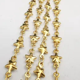 5meter Lot in Bulk 5mm Gold Stainless Steel Chains Welded Star Link Chain Roll Necklace Jewelry Findings Making DIY