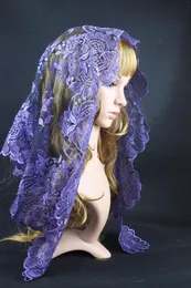 Ethnic Clothing Purple Spanish Lace Mantilla Lady Head Covering