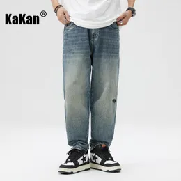 Jeans Masculino Kakan - Europeu e Americano Solto Reto Casual Azul Primavera/Verão Micro Span Júnior K023-3009