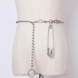 Cinture Cintura a catena per portafoglio in metallo punk per donna Uomo Pantaloni rock Grandi perni d'argento Chiave Jeans Portachiavi Gioielli
