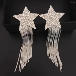 أقراط مسمار من المألوف الرائع Pentacle Fringe Crystal Ear Clip Party Party