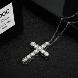 Pendant Necklaces KNOBSPIN All Molten Silica Cross Pendant Necklace Original 925 Sterling Silver Chain Plated 18k White Gold Fine Necklace Z230707