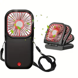 Portable Halter Fan Quiet Handheld Foldable USB Charging Fan, For Home Office Outdoor Travel, 3000mAh Can Be Used As Power Bank