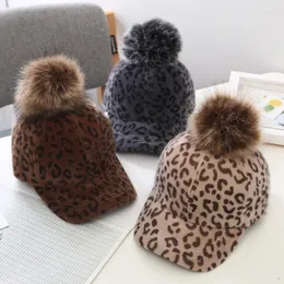 Czapki z daszkiem koreańska czapka dla rodziców i dzieci kobiety jesienno-zimowa wzór w cętki futrzana czapka z daszkiem Outdoor Warm regulowany hip-hop Gorras Hombre