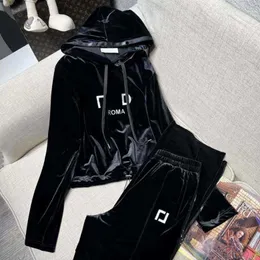 Fashion Hoodie Set Womens Hooded Sweater Designer Tracksuits Embroidered Letters Velvet Trousers Suit Women Luxury Brand Two Piece set