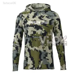 Balıkçılık Aksesuarları Sığ Tails Hood Balıkçı Gömlek Profesyonel Erkekler Uzun Kollu Balık Forması Hoodie Nefes Alabilir UV Koruma UPF50+ T-Shirt Giyim HKD230706