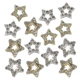Hollow Star Nail Art Charms, Guld Silver 3D Elegant Nail Studs Diamanter för nageltillbehör, Femuddig stjärna Nail Smycken Dekoration för DIY Crafts Nageldekoration