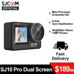 Weatherproof Cameras 액션 카메라 SJCAM SJ10 프로 이중 화면 4K 60fps Wi -Fi Gyro 라이브 스트리밍 바디 방수 스포츠 DV 64GB 메모리 카드 230706