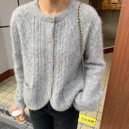 Women's Knits Elegant Knitted Cardigans Single-breasted Slim Loose Twisted Sweater Coat Female 2023 Autumn Winter Long Sleeve Tops Pull