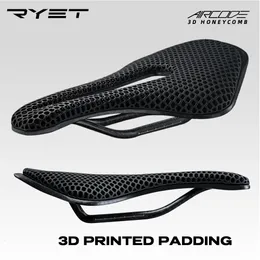 Bicicleta senta Ryet 3D Impresso de bicicleta sela de carbono fibra de carbono Ultralight Hollow confortável respirável MTB Mountain Road Bike Cycling Seat Parts 230706