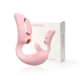 Vibratorer 3 i 1 sugande vibrator för kvinnor G Spot klitorisstimulator Dildo Vibrerande uppvärmning Realistisk sexleksak för vuxna 230706