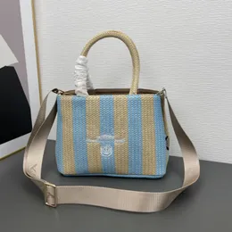 Bolso de mano de paja de rafia de diseñador bolsos de hombro de paja de playa patchwork raya pequeño bolso de mano de mujer bolso de mano tipo bandolera 25 cm