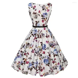 Casual Dresses Women Vintage Floral Bodycon Sleeveless Evening Party Prom Swing Dress Formal Occasion Loose
