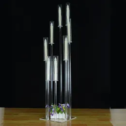 50 tums långa kandelaber Kristall kandelaber Bröllop mittpunkter Akryl klar ljusstake dekorativ 8 arm ljushållare