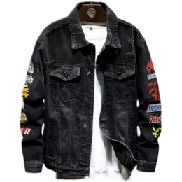 Herrjackor Highend jeansjacka Herrmodemärke Vår Lös Hip Hop Broderi Stilig Toppjacka Baseball Uniform Coat Man 230705