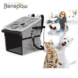 Capa Benepaw respirável acolchoada cesta de cachorro de bicicleta dobrável durável pet assento de carro transportadora gato filhote de cachorro mochila para raça média pequena HKD230706