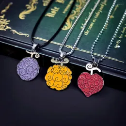 Pendentif Colliers Anime Collier Pour Femmes Hommes Métal Ace Law Maudit Diable Fruits Bijoux Chaînes Ras Du Cou Collares