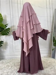 Roupas étnicas muçulmanas hijab longo lenço de cabeça hijabs femininos de camadas sólidas ramadã eid jilbab jubha roupa de oração muçulmana islâmica