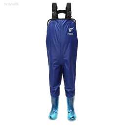 Fisketillbehör 8 fläktar Kid's Chest Waders Vattentät bootfoot Lättvikts höft vadare 2-lagers nylon PVC Fiske Jakt kajakpaddling Barns vadare HKD230706