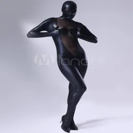 Top Fashion black metal con body a rete tipo V zentai Unisex Lycra Spandex Zentai Body Suit Abito senza testa Catsuit B2805