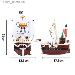 Blocchi 2022 Nuova animazione "One Piece Happy Thousand Sunny Model Building Block Kit" Rufy Zoro Sanji Collezione di immagini Regali giocattolo per bambini Z230710