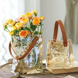 Vasi vasi di vetro vaso trasparente fiore che organizza arte accessori decorativi per casa leggera serbatoio di pesce di lusso piccolo moda