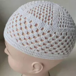 Etnik Kıyafet Müslüman Şapka Kapağı Ulusal Örgü Örgü Kroşe Manuel Beyaz Gorro Beanie Türk İslami Kufi Taqiya Takke Peci Kafatası P229F