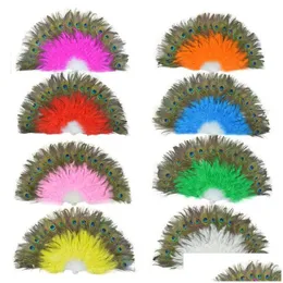 Arts And Crafts Fluffy Feather Hand Fan Stage Performances Craft Fans Elegant Folding Feathers Party Supplies Drop Delivery Home Gard Dhsi0