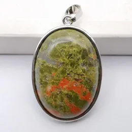 Pendant Necklaces Natural Unakite Epidote Stone Bead Oval GEM Fashion Jewelry S941