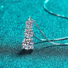 Colares com pingente Smyoue 1,8 ct feminino com pingente de diamante brilhante colar de 3 pedras prata esterlina 925 joias de luxo qualidade GRA Z230707