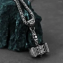 Hänge Halsband HNSP Viking Hammer Rostfritt Stål Kedja Halsband För Män Pojke Hals Smycken Present