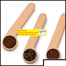 Spoons Flatware Kitchen Dining Bar Home Garden Spoon Wood Coffee Scoop With Bag Clip Tablespoon Solid Beech Wooden Mea Dhxeb