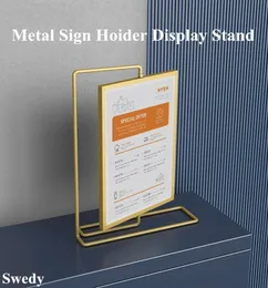 Business Card Files Double Sided Rotating T Shape Table Top Sign Holder Display Stand Restaurants Menu Paper Price Listing Ad Po Poster Frame 230705