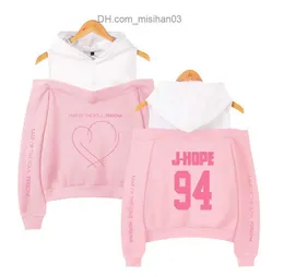 Damhoodies Sweatshirts Map of Soul Sweatshirt Luvtröja JIMIN RM JUNG KOOK Hip Hop Casual Luvtröja på axeln för dam Z230707