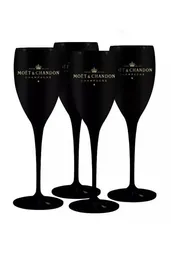 Moet Chandon مجموعة نظارات / المزامير الشمبانيا الأسود - العلامة التجارية الجديدة