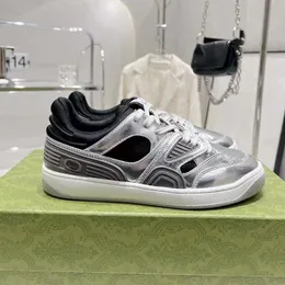 Designer bom jogo cesta tênis masculino feminino baixo-top prata preto couro tornozelo espessamento ventilar malha sapatos esportivos oversize