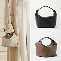 The Row Head Layer Cowhide Spring/Summer Popular Design Premium Texture Lunch Box Bucket Bag Women's Leather Handbag