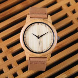 Wristwatches 2023 Fashion Luxury Men's Women's Bamboo Wood Watch Quartz Genuine Leather Arrival Reloj De Pulsera
