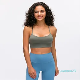 LU-718 wholesale Open Back Sports Push Up Bra Without Underwire Woman Running Fitness Backless Vest For Women Gym Wear