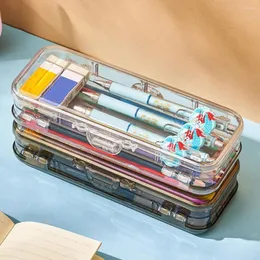 Mångsidig dubbelskiktad pennbox för studenter rymlig pappersarrangör med hög synlighet ideal pojkar flickor