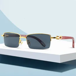 Fashion carti top sunglasses New wooden spring leg Sunglasses men's and women's classic half frame optical glasses with myopia original box
