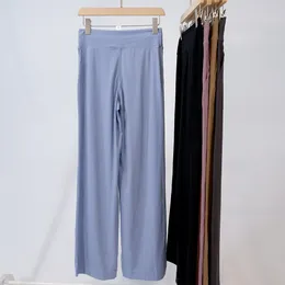 LL Throwback wciąż szerokie nogawki spodnie do jogi dla kobiet wysokiej talii wygodne spodnie od piżamy z kieszeniami Casual Palazzo Lounge sznurkiem spodnie dresowe
