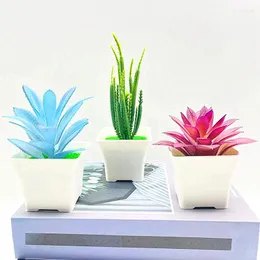 Flores decorativas artificiais bonsai verde planta falsa aloe vaso simulado para interior ao ar livre casa quarto jardim decoração suprimentos