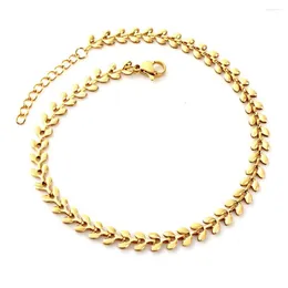 Anklets Simple Delicate Boho Gold Color Leaf Arrow Ankle Stainless Steel For Women Girls Fashion Summer Beach Bracelet On The Leg Gifts