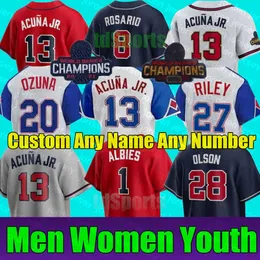 Baseball-Trikots 2023 City Connect Ronald Acuna Jr. MATT OlSON ATlANTA JORGE SOlER DEiON SANDERS AUSTIN RIlEY BRAVE OZZIE ALBIES JONES Männer Frauen Jugend