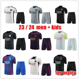 23 24 PSGS Tracksuit Sportswear 2023 2024 بدلة تدريب باريس بدلة قصيرة الأكمام كرة القدم Jersey Kit Unifific