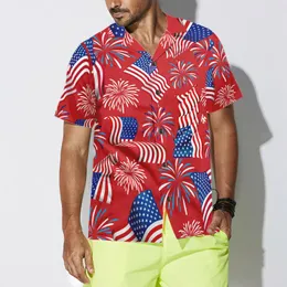 Camicie casual da uomo Camicia hawaiana patriottica del 4 luglio Summer Seaside Vacation Top giornalieri stampati