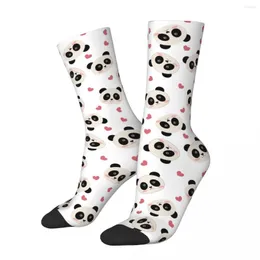 Calzini da uomo Casual Cute Panda Cartoon Kawaii Animal Basket Poliestere Crew per donna Uomo antiscivolo